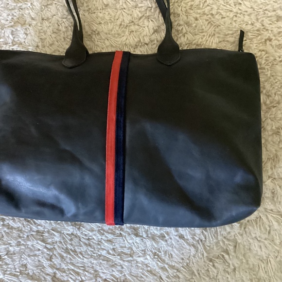 Clare V. Tote Black / Red & Navy Stripe - Picture 4 of 10